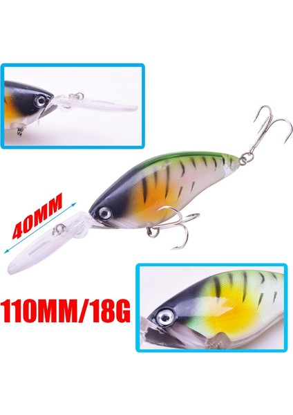 B Tarzı 1 Adet Dalış Derin Deniz Balıkçılık Krank Lures 11 cm 18G Trolling Wobbler Büyük Minnow Yapay Sert Yem Bas Pike Mücadele Swimbaits (Yurt Dışından)