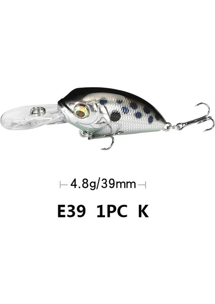 K Tarzı Isca Pesca Mini Wobblers Pike Balıkçılık Cazibesi 3.9cm 4.8g Crankbaits Minnow Sert Yapay Yem Peche Leurre Yüzen Japonya Lures (Yurt Dışından)