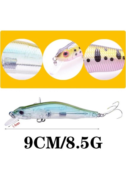 Bir Stil 1 Adet Yüzen Minnow Balıkçılık Lures 9cm 8.5g Yapay Plastik Yem Pesca Uzak Döküm Mıknatıs Sistemi Wobblers Crankbaits Mücadele (Yurt Dışından) modelleri