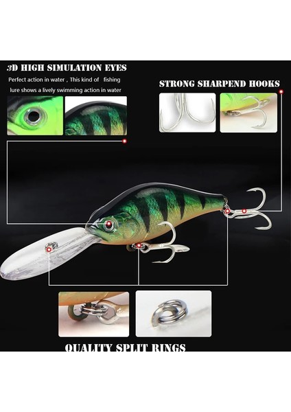 Bir Stil Sıra Yem Balıkçılık Yemleri 15G 10.5cm Derin Dalış Wobblers Yapay Crankbait Bass Turna Minnow Sazan Pesca Mücadelesi (Yurt Dışından) fırsatları