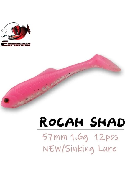 CA92DC Stili 57MM 12 Adet Esfıshıng Balıkçılık Yemleri Rocah Shad Oft Cazibesi Deniz Yemi Yumuşak Cazibesi Alabalık Çipura Yemi Pesca (Yurt Dışından)