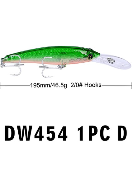 D Stili Balıkçılık Cazibesi 46..64OZ # Hookolor Balıkçılık Yemi ile Büyük Minnow Cazibesi 19..68" Büyük Sert Yem (Yurt Dışından)