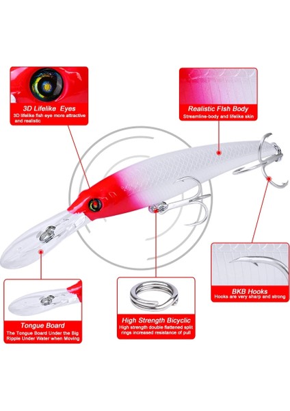 H Tarzı Balıkçılık Cazibesi 46..64OZ # Hookolor Balıkçılık Yemi ile Büyük Minnow Cazibesi 19..68" Büyük Sert Yem (Yurt Dışından) indirimleri