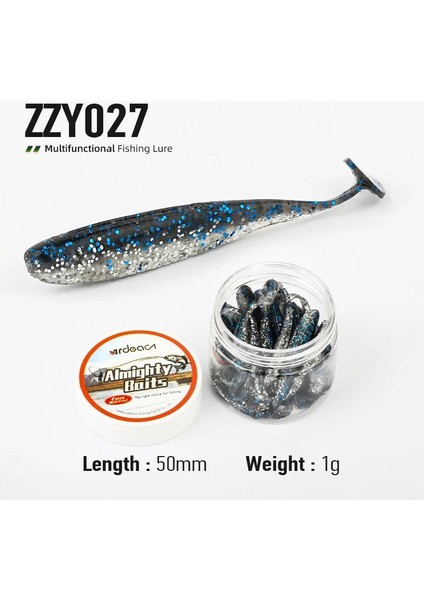 ZZY027 Stili 30 Adet 50MM 1g Ardae Balıkçılık Cazibesi G T-Tail Wobblers Silikon Rahat Köpekbalığı Yapay Çift Renkli Yemler Bas Levrek Leurre Çorbası (Yurt Dışından)