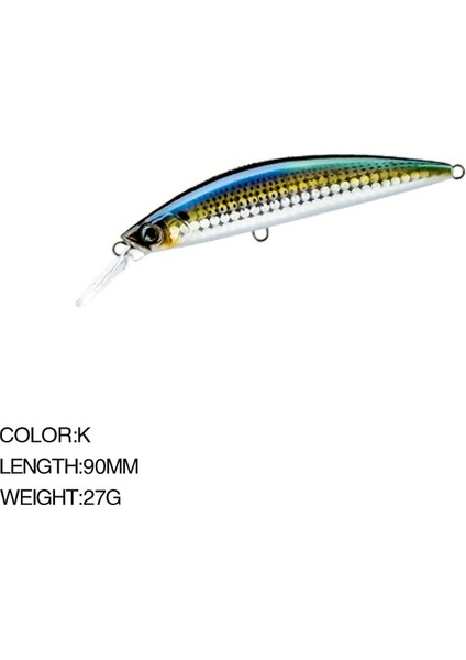 K Tarzı M 27G Minnow Balıkçılık Lures Wobblers Crankbaits Jerkbaits Yapay Sert Yemler Kancalar Balıkçılık Için 3D Gözler Sazan Pesca Isca (Yurt Dışından)