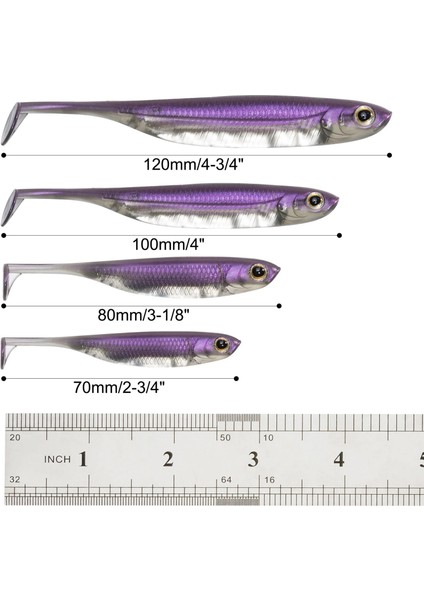 Mor Tarzı 80MM-6 Adet Dr.f Balıkçılık Yumuşak Plastik Lures Kürek Kuyruk Silikon Yem Solucan Tuzlu Su Balıkçılık Aksesuarları Bas Alabalık Swimbaits (Yurt Dışından)
