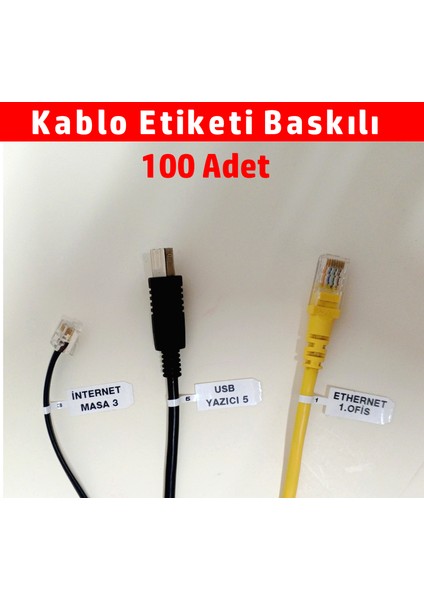 Gözlük Etiketi, Kablo Etiketi, Takı Etiketi, Baskılı Pp Opak 12X95MM - 100 Adet