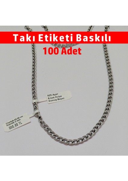 Gözlük Etiketi, Kablo Etiketi, Takı Etiketi, Baskılı Pp Opak 12X95MM - 100 Adet