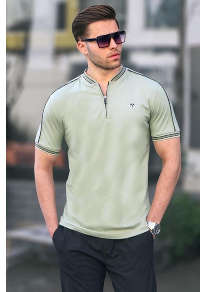 Çağla Yeşili Polo Yaka Erkek Tişört 9281