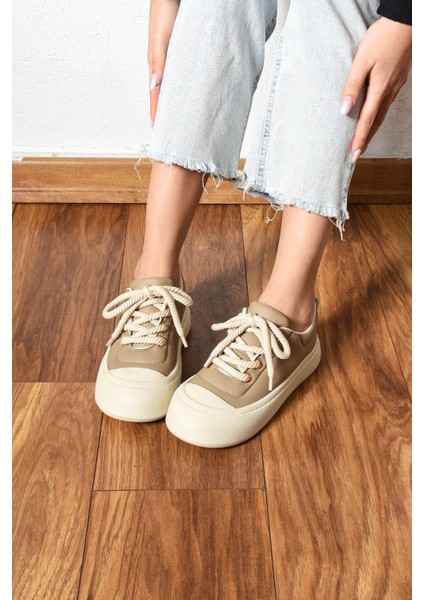 Alyona Kadın Sneakers Halat Bağcıklı Spor Ayakkabı Vizon Deri fiyatları