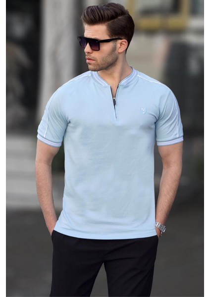 Polo Yaka Tişört Erkekler İçin Mavi Renk %95 Pamuklu Rahat Tasarım