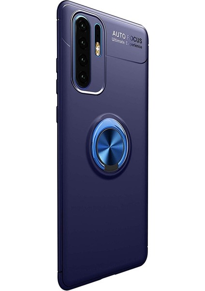 Huawei P30 Pro Kılıf Ravel Yüzüklü Mıknatıslı Silikon Lacivert