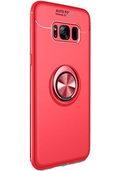 Samsung Galaxy S8 Plus Kılıf Ravel Yüzüklü Mıknatıslı Silikon Kırmızı