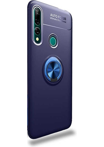 Huawei Y9 Prime 2019 Kılıf Ravel Yüzüklü Mıknatıslı Silikon Mavi