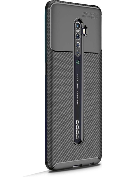 Oppo Reno 2 Kılıf Negro Karbon Dizayn Silikon Siyah