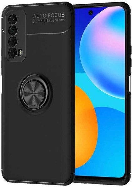 Huawei P Smart 2021 Kılıf Ravel Silikon Yüzüklü Mıknatıslı Siyah