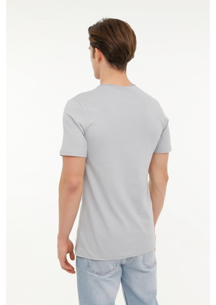 M-SN234 Bsc Raw Edge 4fx Grı Erkek Kısa Kol T-Shirt