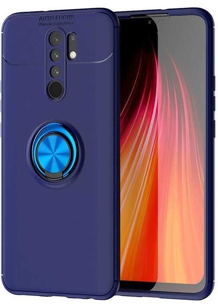 Xiaomi Redmi 9 Kılıf Ravel Silikon Yüzüklü Mıknatıslı Lacivert