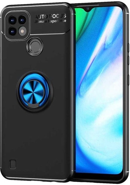 Realme C25 Kılıf Ravel Silikon Yüzüklü Mıknatıslı Lüx Koruma Mavi