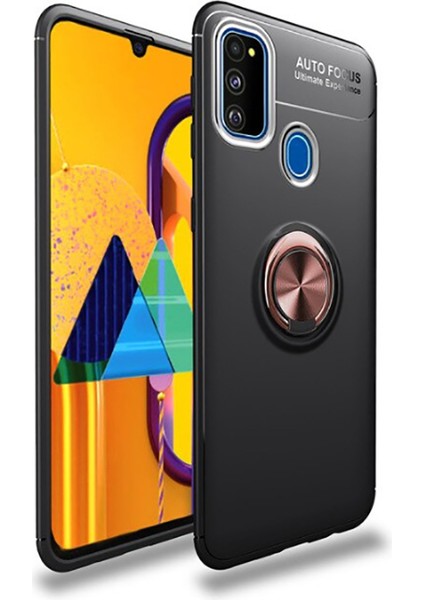 Samsung Galaxy M30S Kılıf Ravel Yüzüklü Mıknatıslı Silikon Bronz