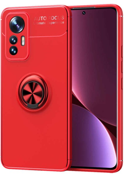 Xiaomi Mi 12 Lite Kılıf Ravel Silikon Yüzüklü Mıknatıslı Kamera Korumalı Kırmızı
