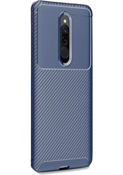 Xiaomi Redmi 8 Kılıf Negro Karbon Dizayn Silikon Lacivert