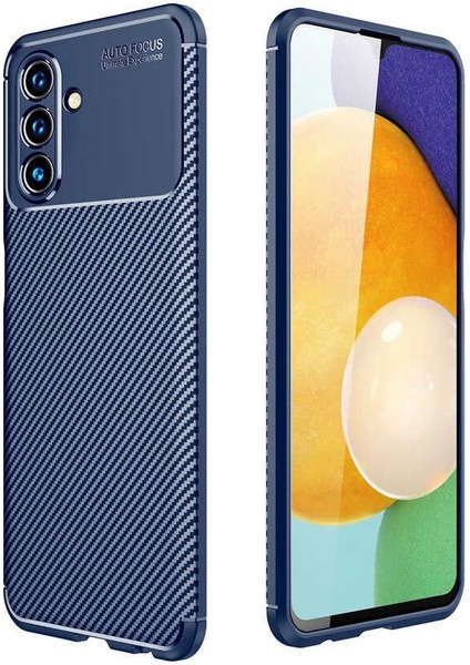 Samsung Galaxy A04S Kılıf Negro Karbon Kamera Korumalı Silikon Lüx Lacivert