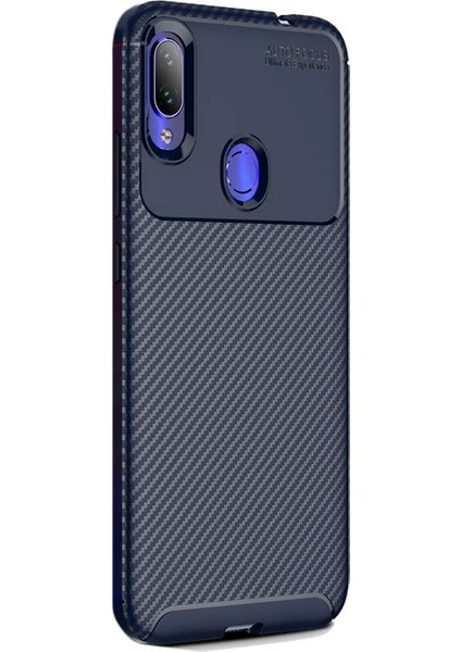 Xiaomi Redmi Note 7 Kılıf Negro Karbon Dizayn Silikon Lacivert