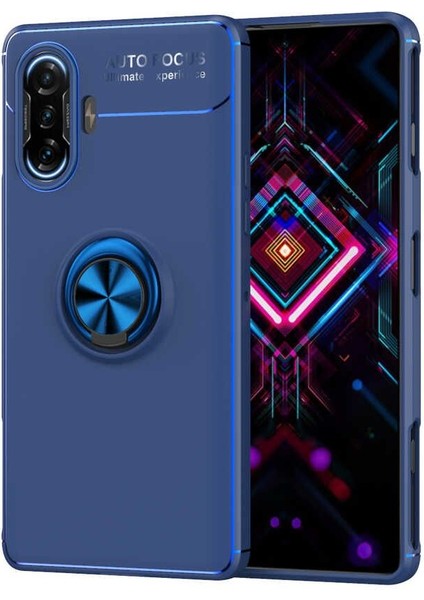 Xiaomi Redmi K40 Gaming Kılıf Ravel Silikon Yüzüklü Mıknatıslı Kamera Korumalı Lacivert