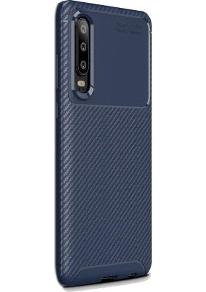 Huawei P30 Kılıf Negro Karbon Dizayn Silikon Lacivert