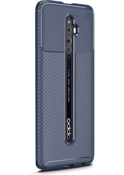 Oppo Reno 2z Kılıf Negro Karbon Dizayn Silikon Lacivert