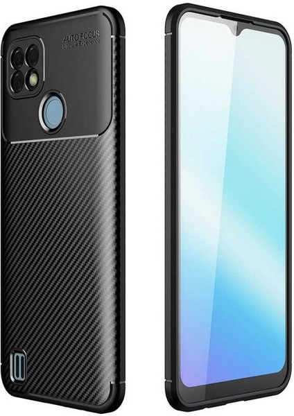 Realme C25 Kılıf Negro Karbon Görünüm Dizayn Silikon Siyah