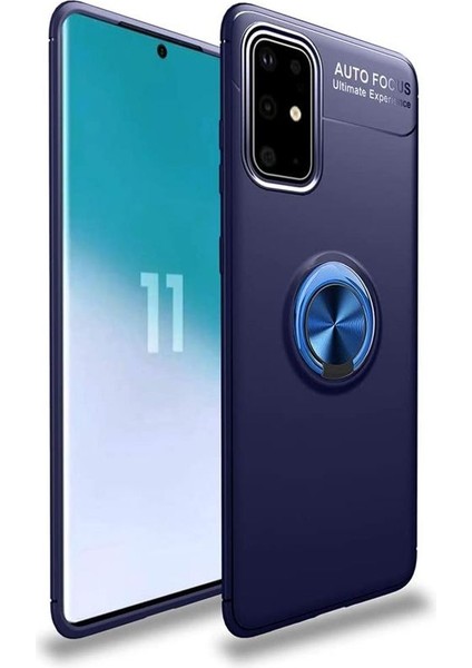 Samsung Galaxy S10 Lite Kılıf Ravel Silikon Yüzüklü Mıknatıslı Lacivert