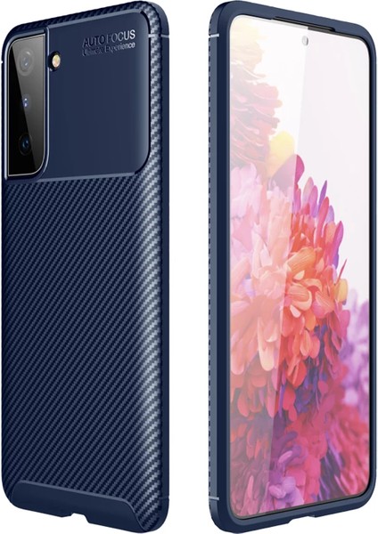 Samsung Galaxy S21 5g Kılıf Negro Karbon Dizayn Silikon Lacivert