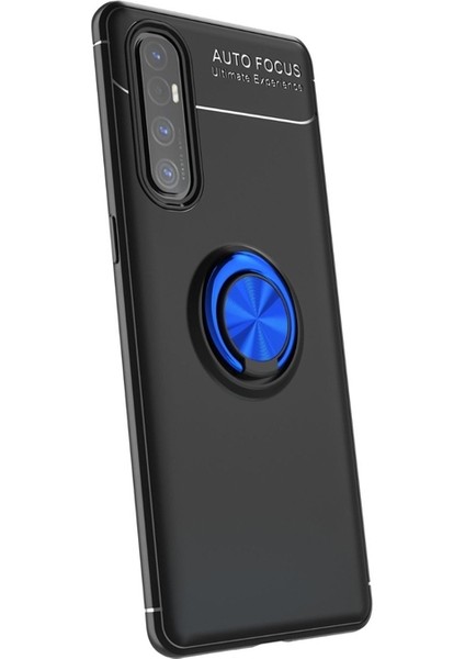 Oppo Reno 3 Pro Kılıf Ravel Silikon Yüzüklü Mıknatıslı Mavi