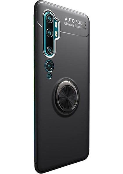 Xiaomi Mi Note 10 Pro Kılıf Ravel Silikon Yüzüklü Mıknatıslı Siyah