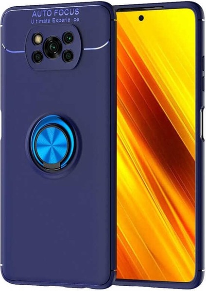 Xiaomi Poco X3 Kılıf Ravel Silikon Yüzüklü Mıknatıslı Lacivert