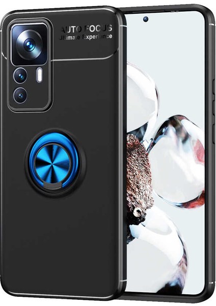 Xiaomi 12T Pro Kılıf Ravel Silikon Yüzüklü Mıknatıslı Kamera Korumalı Mavi