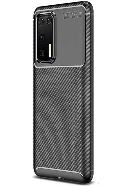 Huawei P40 Kılıf Negro Karbon Dizayn Silikon Siyah