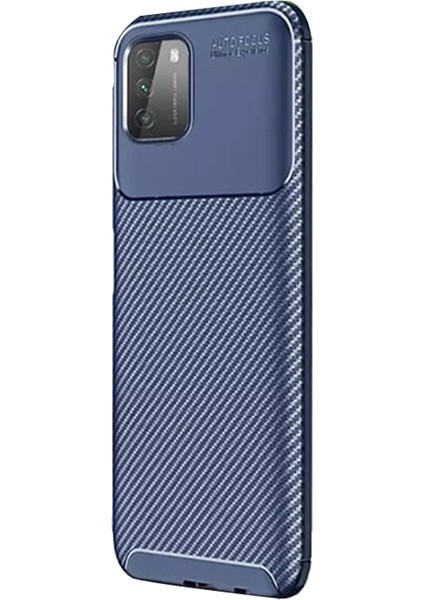 Xiaomi Poco M3 Kılıf Negro Karbon Dizayn Silikon Lacivert