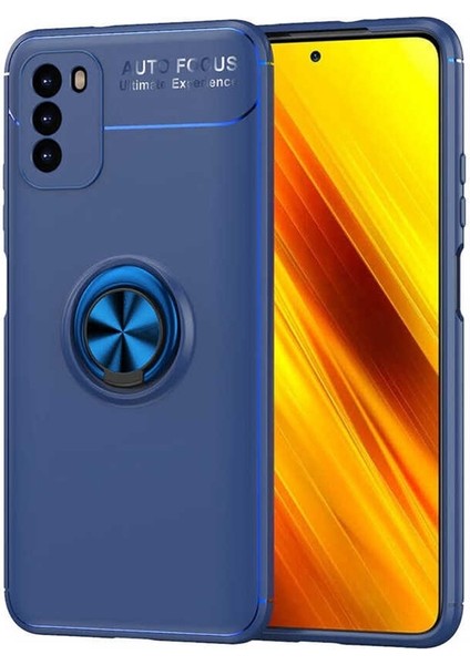 Xiaomi Poco M3 Kılıf Ravel Silikon Yüzüklü Mıknatıslı Lacivert