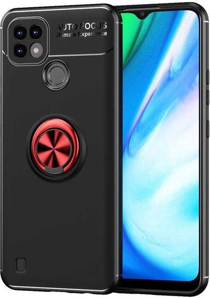 Realme C25 Kılıf Ravel Silikon Yüzüklü Mıknatıslı Lüx Koruma Bordo