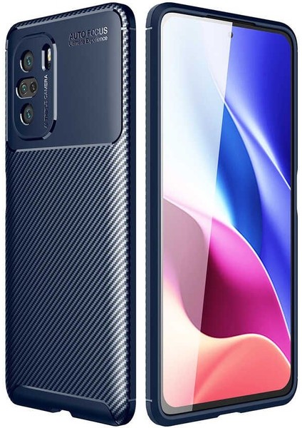 Xiaomi Poco F3 Kılıf Negro Silikon Deri Görünümlü Lacivert