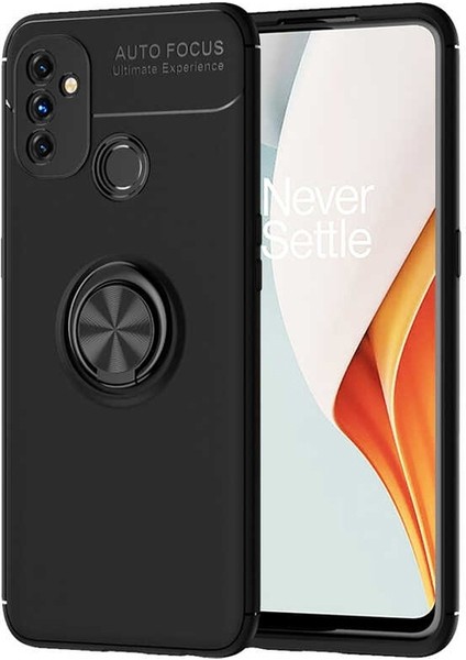 Oneplus Nord N100 Kılıf Ravel Silikon Yüzüklü Mıknatıslı Siyah