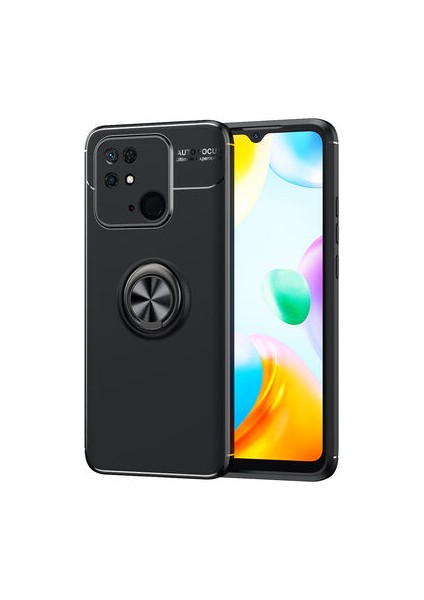 Xiaomi Poco C40 Kılıf Ravel Silikon Yüzüklü Mıknatıslı Kamera Korumalı Siyah