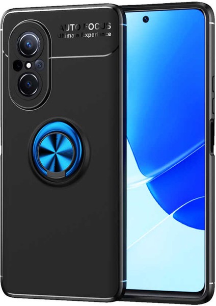 Huawei Nova 9 Se Kılıf Ravel Silikon Yüzüklü Mıknatıslı Kamera Korumalı Mavi