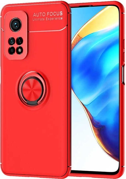 Xiaomi Mi 10T Kılıf Ravel Silikon Yüzüklü Mıknatıslı Kırmızı