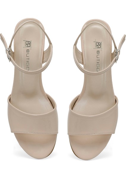 24S-098 4Fx Bej Kadın Topuklu Sandalet