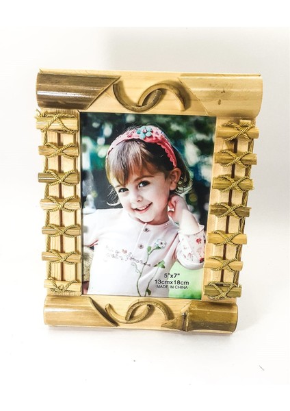 Kişiye Özel Ahşap Bambu Desenli Çerçeve