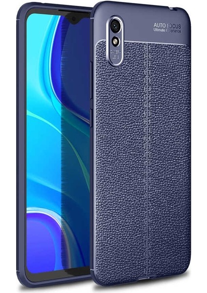 Xiaomi Redmi 9A Kılıf Niss Silikon Deri Görünümlü Lacivert